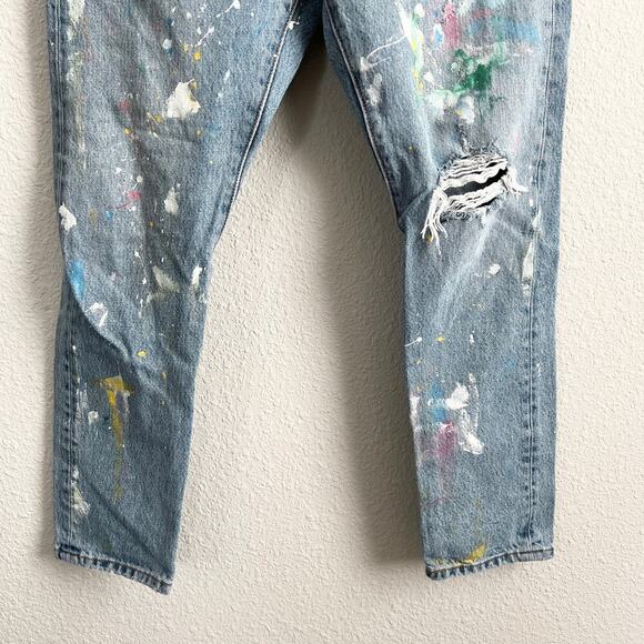 Levi's 501 Skinny Upcycled Jeans Women's 27 Paint Splatter Distressed High Rise - Picture 3 of 10